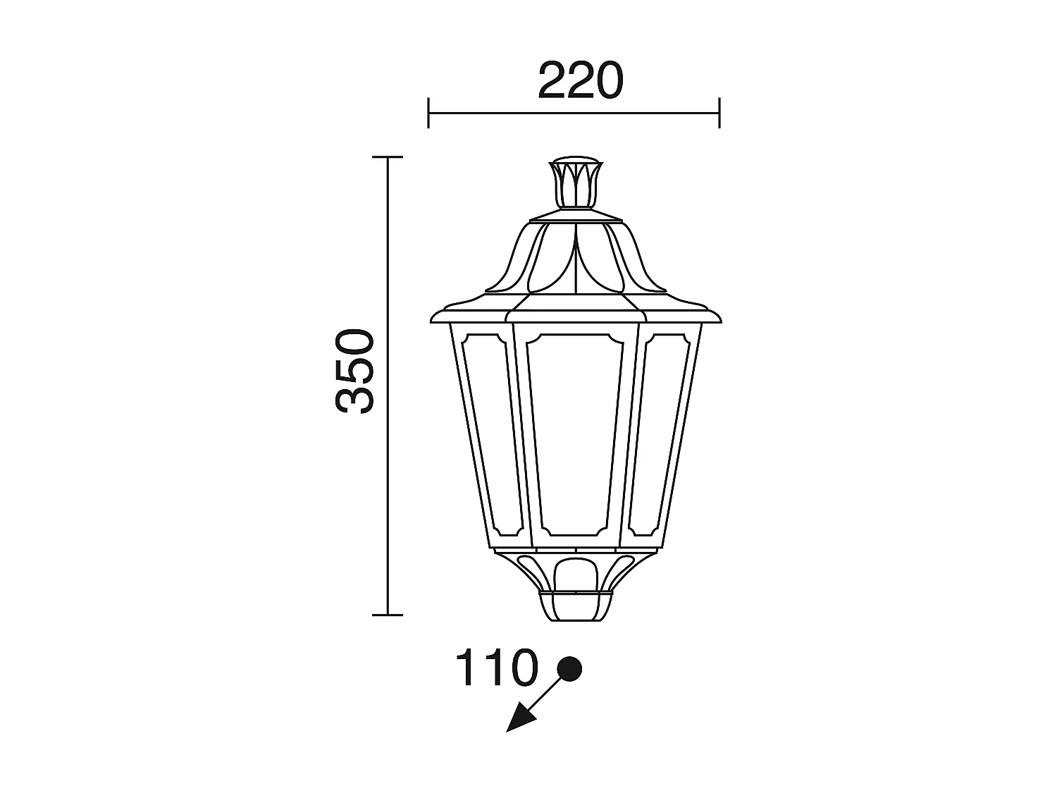 INDURA MEDIUM 6 wandlamp klassieke stijl - H 35 cm x breedte 22 - E27 42W - hars - IP55 - zwart