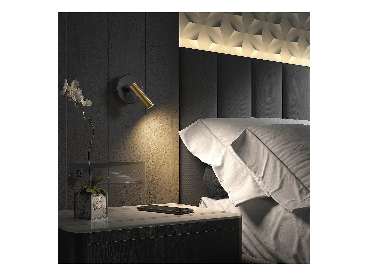 MINIMAL Wandleuchte im modernen und vielseitigen Stil – D. 9,5 cm – 3W SMD LED – 200lm und 3K – an/aus – 300° und 90° Grad – Stahl und Weiß
