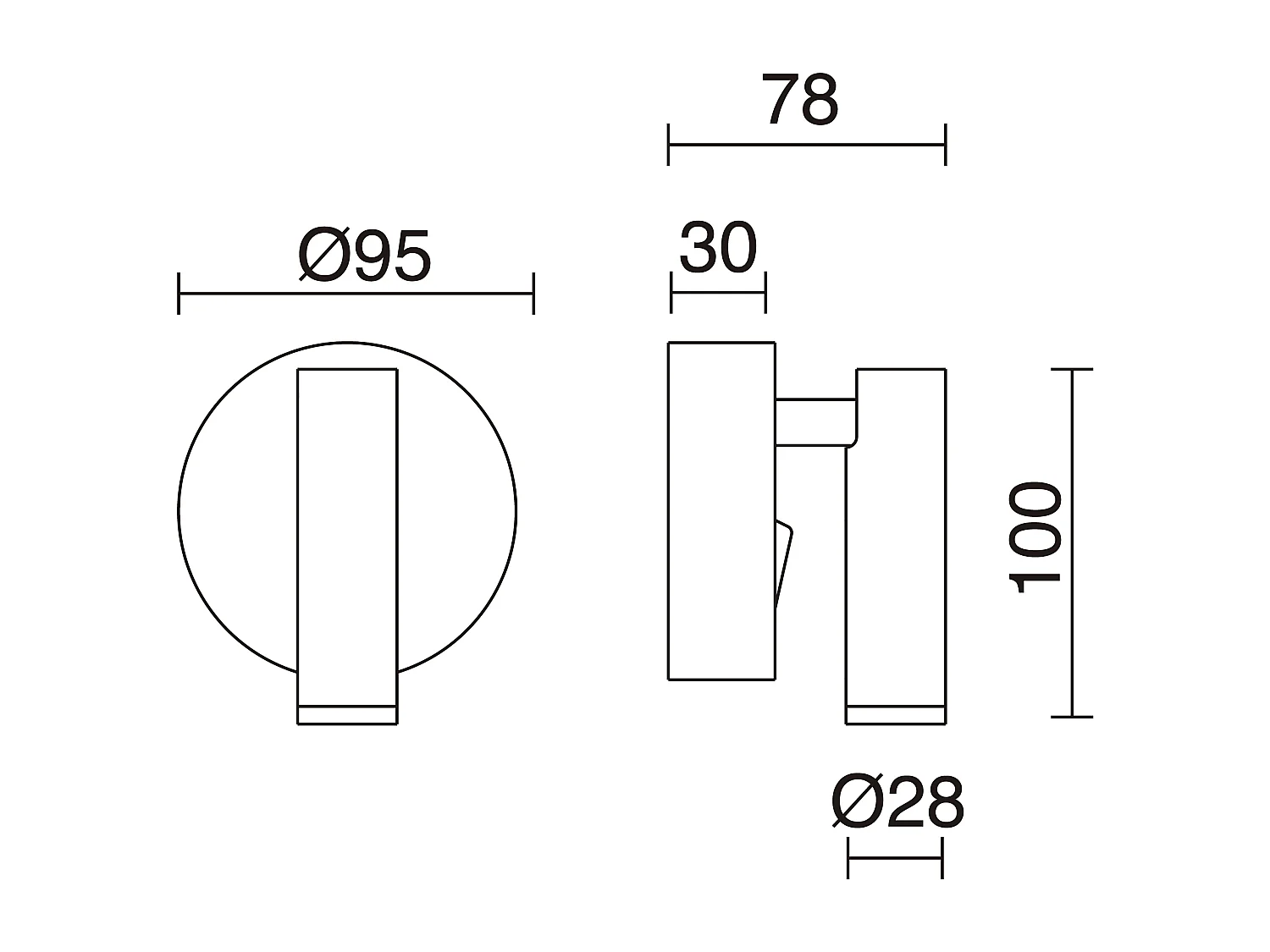 Applique murale modern Minimal-d.ø9,5cm-led 3w-200lm et 3k-on&off -300º-acier,blanc