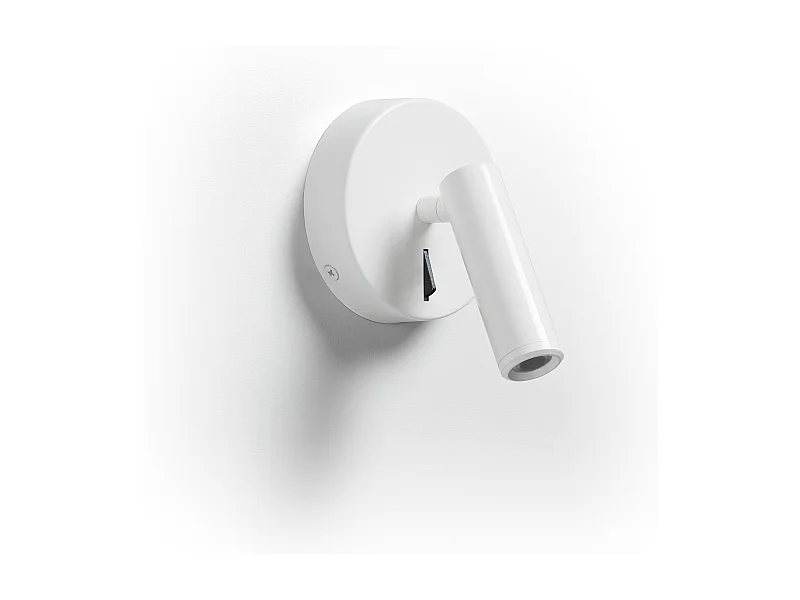 Applique murale modern Minimal-d.ø9,5cm-led 3w-200lm et 3k-on&off -300º-acier,blanc