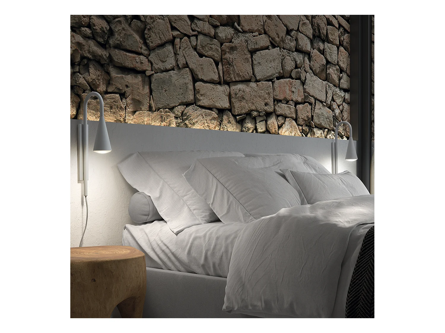 Applique murale moderne Tear-gu10 20w-câble 2 mètres-on&off-acier, blanc