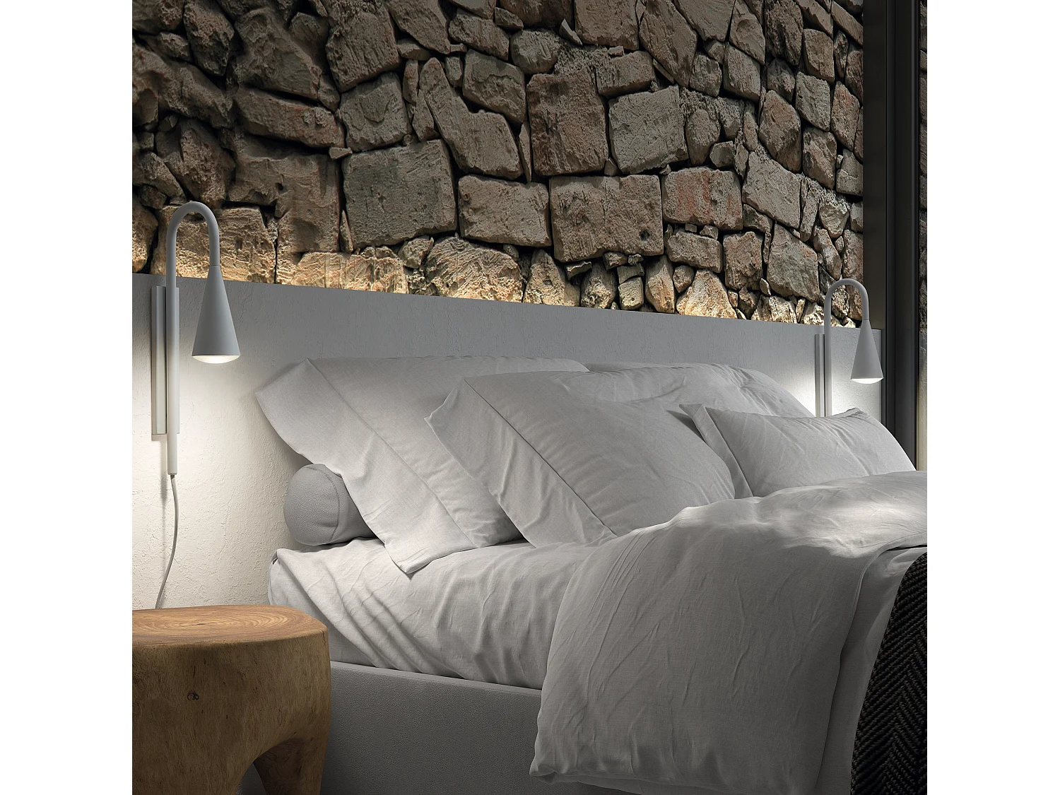 Lampada da parete moderna Tear-gu10 20w-cavo 2 metri-on&off-acciaio, bianco