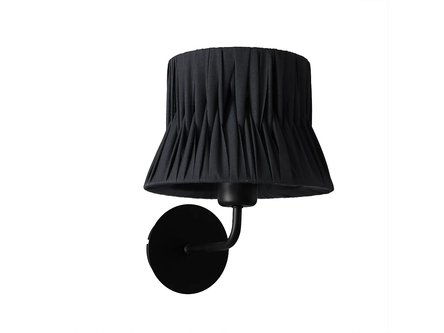 CORA wandlamp klassieke stijl - H 23,5 cm - E27 40W - geplooide lint lampenkap ø20 cm - staal en zwart - IP20
