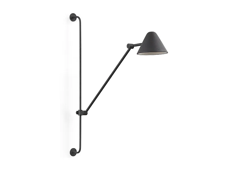 Lampada da parete moderna con braccio-h.76cm-led cob 5w-728lm,3k-330º,180º,on&off-ip20-acero,ng