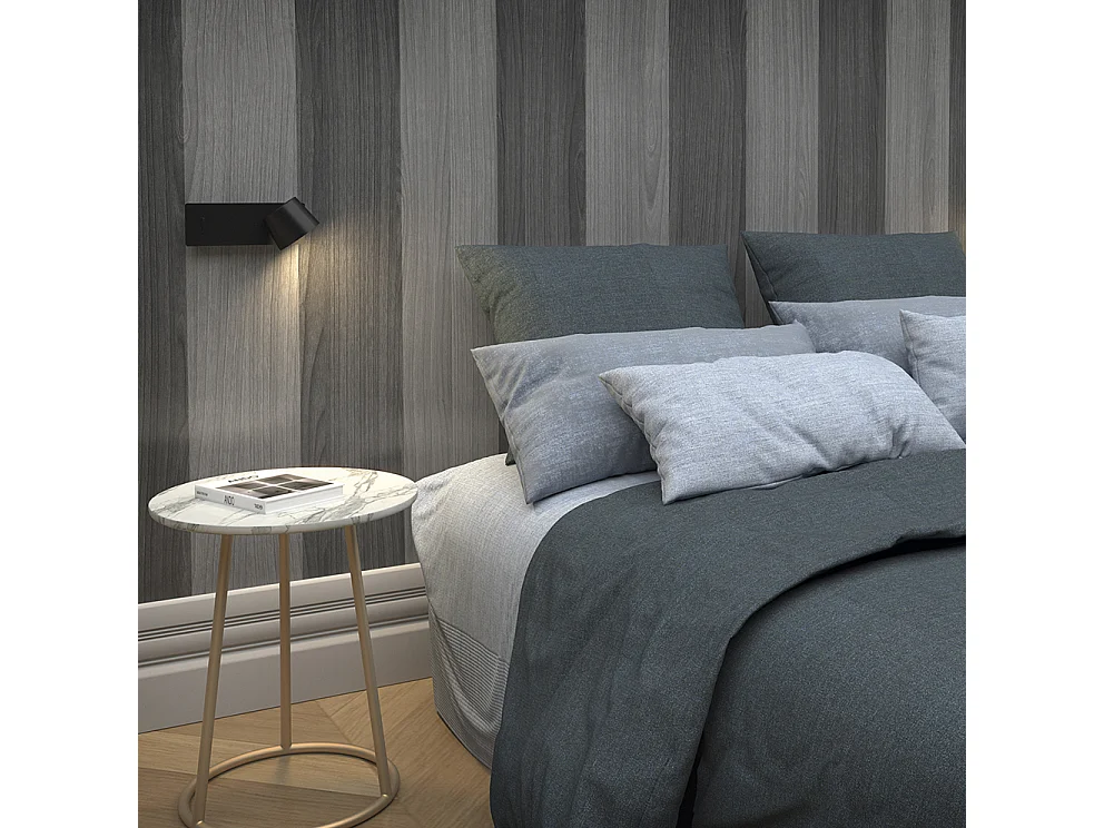 Lampada da parete Serene-led 6w-732lm,3k-ip20-350º-on&off,usb-doppia posizione-acciaio,nero