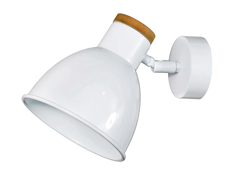 Lampada da parete classica Valan-d.ø15 cm-e27 60w-350º-ip20-acciaio, legno-bianco