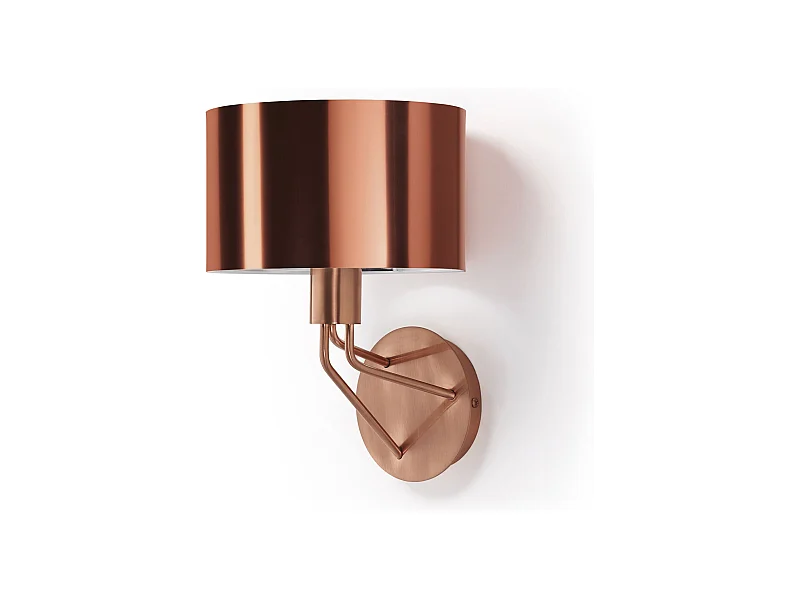 DIAGONAL Wandleuchte im modernen Stil – H 28,5 cm – E27 13 W – synthetischer Lampenschirm ø22 cm – Stahl und Kupfer – IP20 – für den Innenbereich