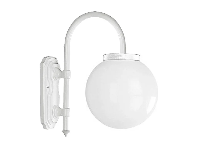 BOOM Wandleuchte im klassischen Stil – H 48 cm x T ø25 cm – Aluminium – E27 42 W – IP44 – Weiß