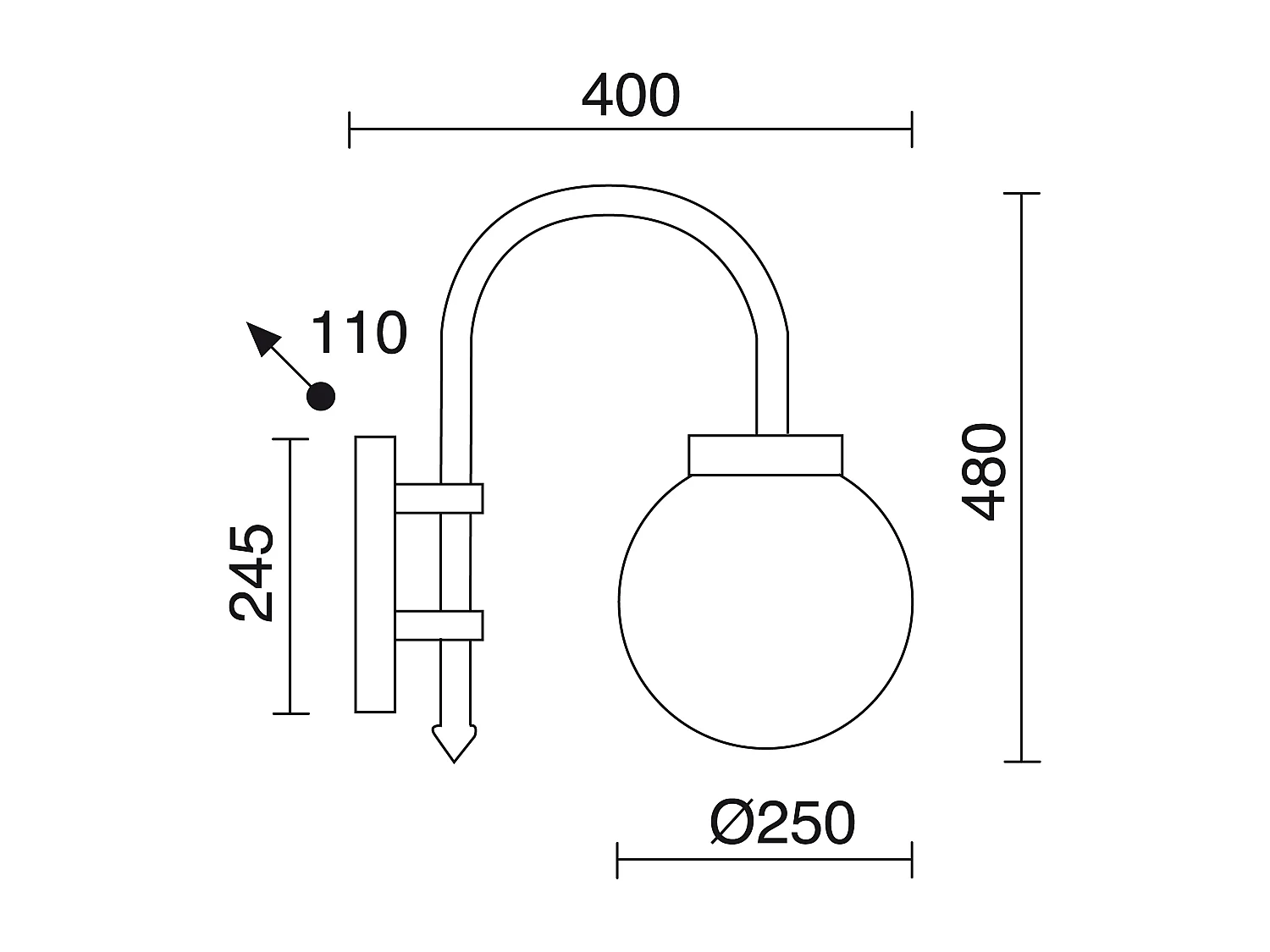 Aplique de pared BOOM estilo clásico - Alt. 48 cm x D. ø25 cm - Aluminio - E27 42W - ip44 - blanco