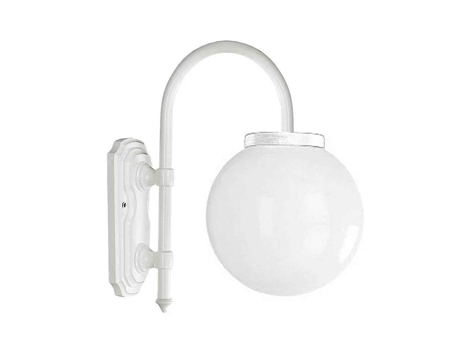 BOOM klassieke stijl wandlamp - H 48 cm x D ø25 cm - Aluminium - E27 42W - ip44 - wit