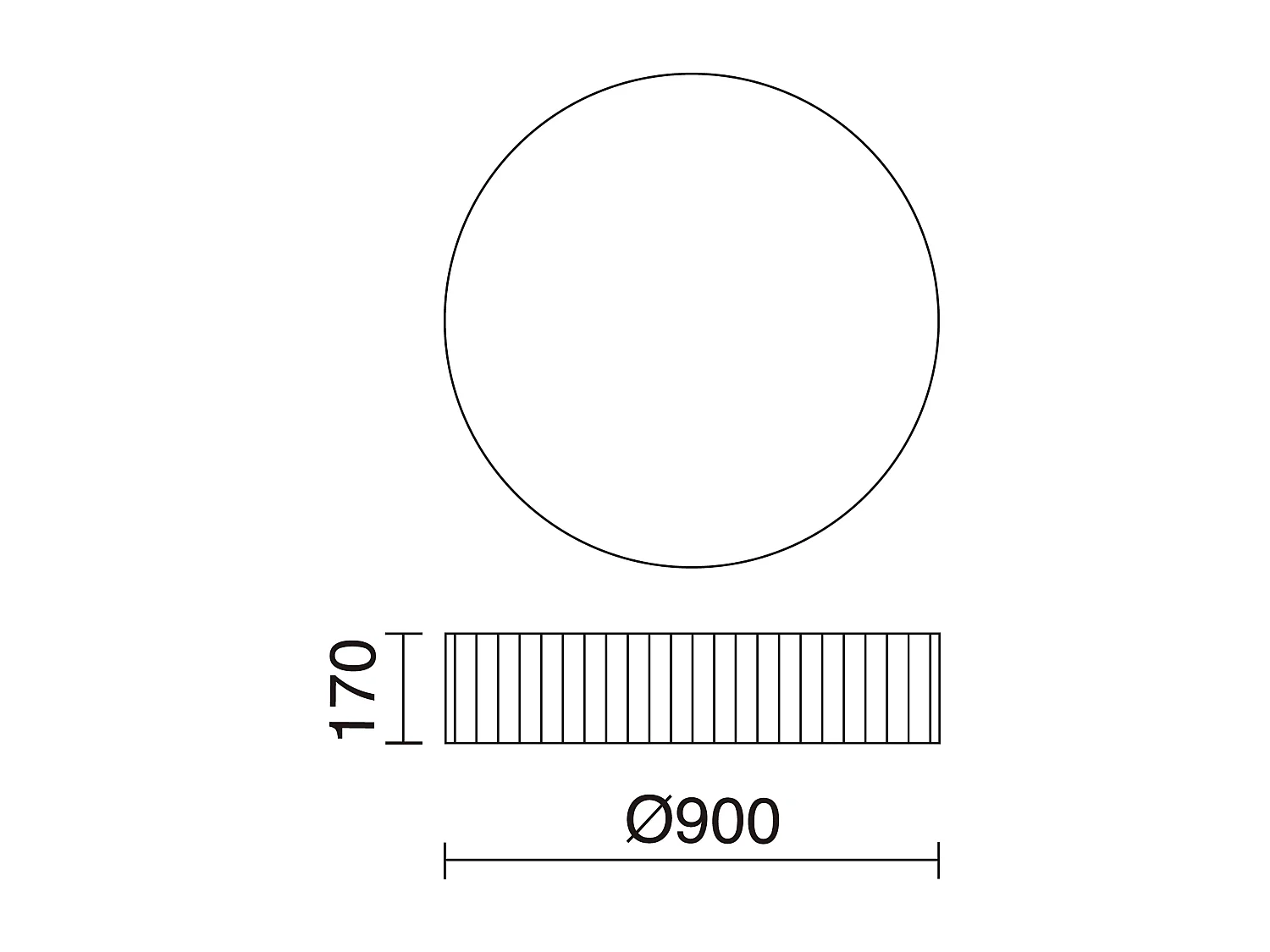 Deckenleuchte VORADA im modernen Stil – D. ø90 cm – LED COB AC 29 W – 4000 lm und 3 K – IP20 – Lampenschirm aus synthetischem Faltenband – Stahl und Schwarz