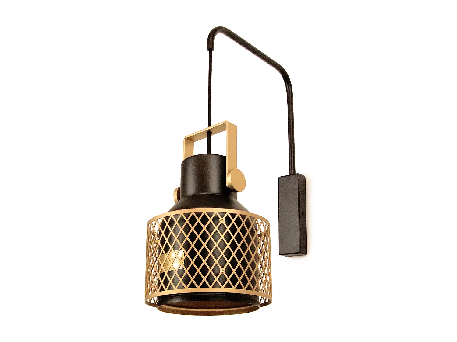 Aplique TOSCA estilo moderno - D. 20,4 cm x A. 52,8 cm - E27 60W - IP20 - interior - aço e alumínio - preto e dourado