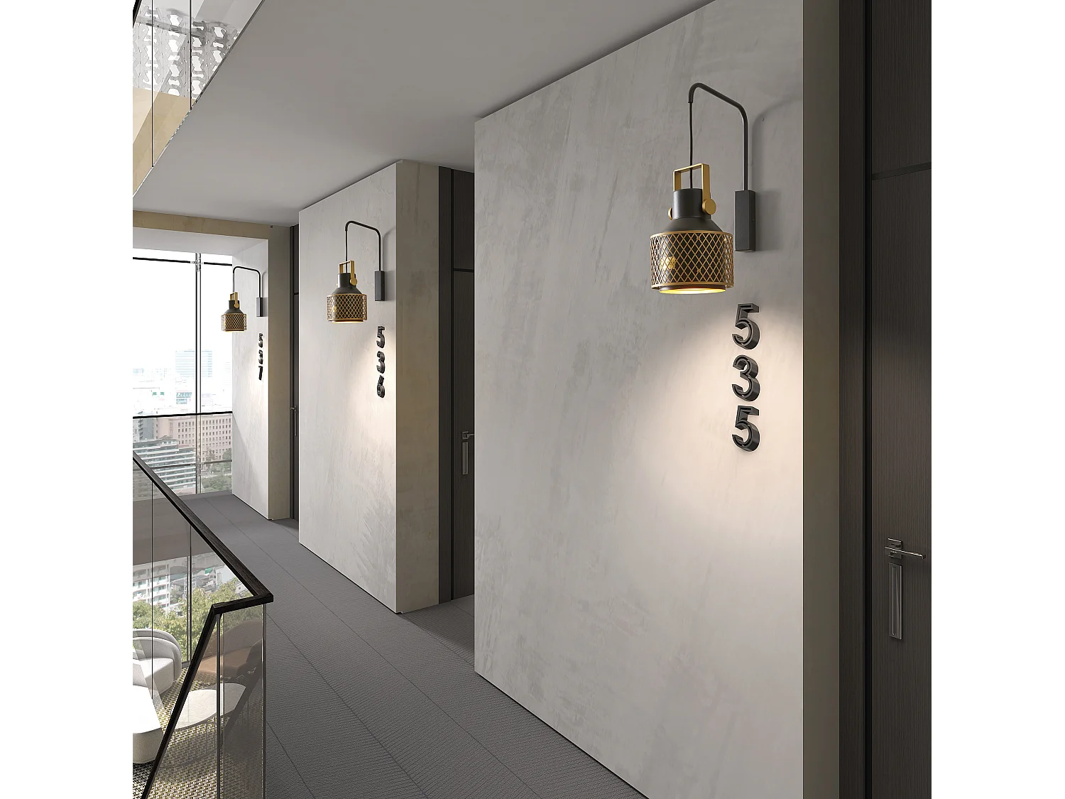 Aplique TOSCA estilo moderno - D. 20,4 cm x A. 52,8 cm - E27 60W - IP20 - interior - aço e alumínio - preto e dourado