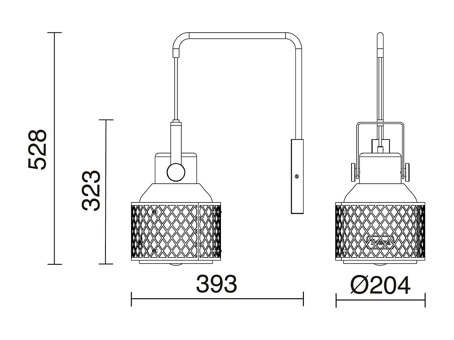 Moderne stijl TOSCA wandlamp - D. 20,4 cm x H. 52,8 cm - E27 60W - IP20 - binnen - staal en aluminium - zwart en goud