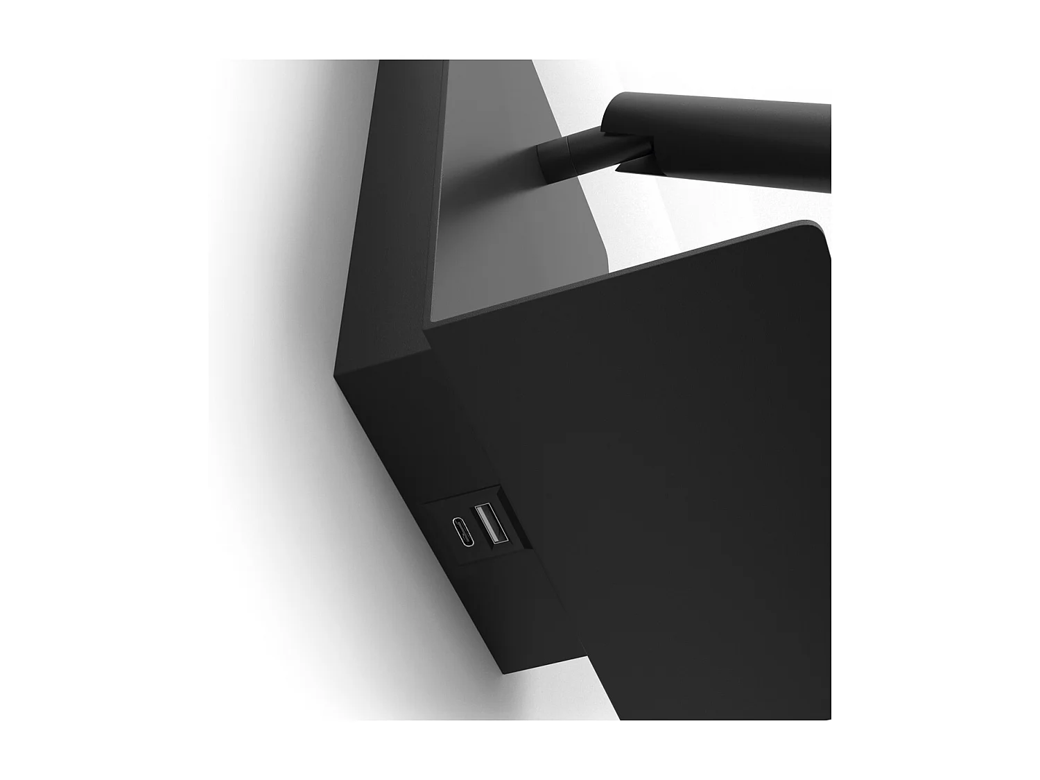 Aplique BALTIC estilo moderno - LED SMD 3W - 251lm e 3K - USB - 350º - on&off - 30.000 horas - IP20 - aço e preto