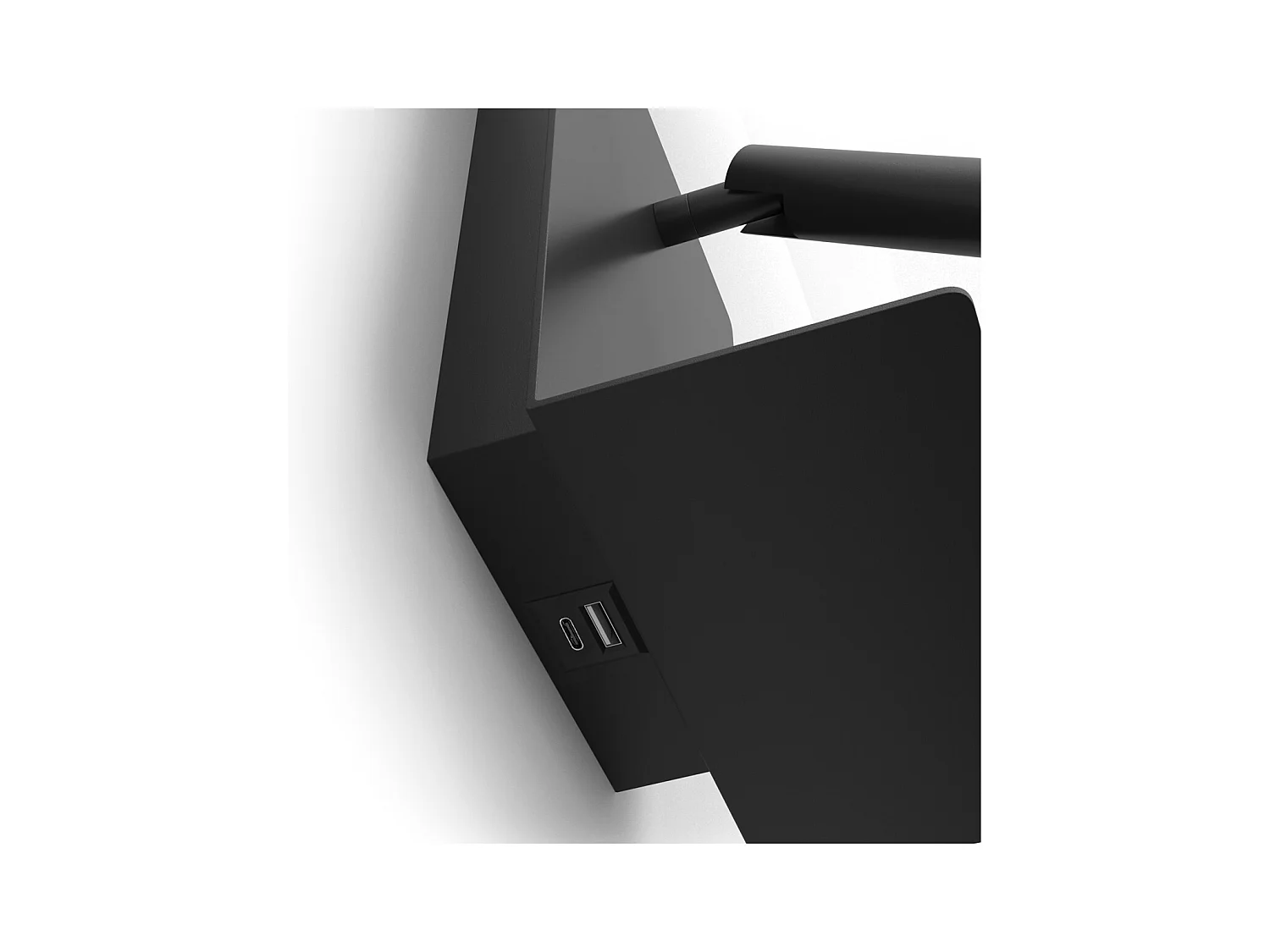Lampada da parete moderna Baltic-led 3w-251lm,3k-usb-350º-on&off-ip20-acciaio,nero