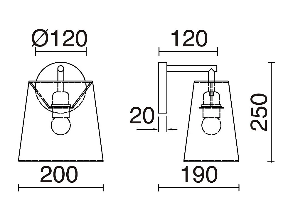 NEMO Wandleuchte aus Stahl im modernen Stil mit synthetischem Lampenschirm – B20 x H25 cm – IP20 – E27 40 W – Schwarz und Schwarz