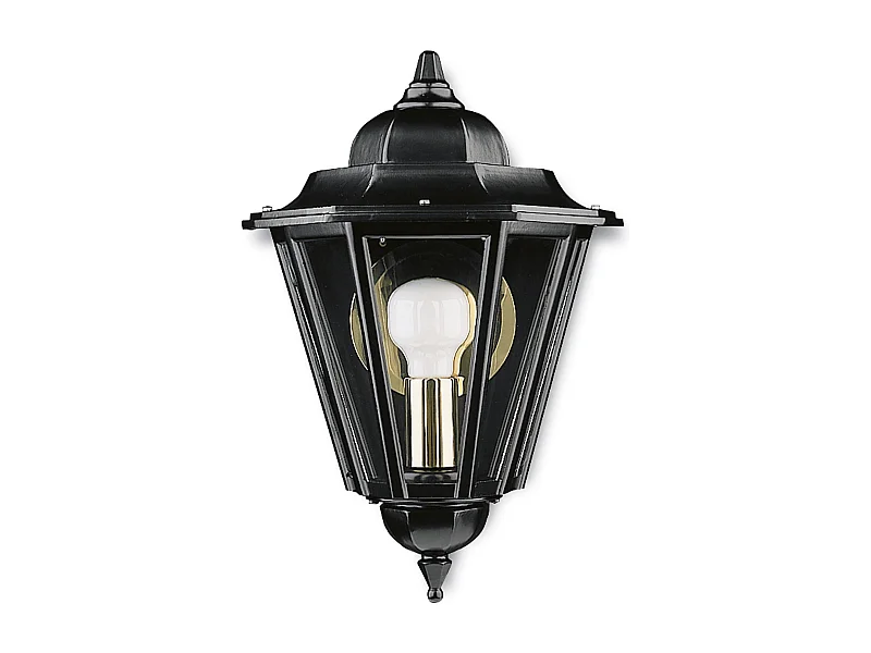 ELITE 6 wandlamp klassieke stijl - H 40,5 cm - E27 42W - Transparant glas - IP44 - aluminium en zwart