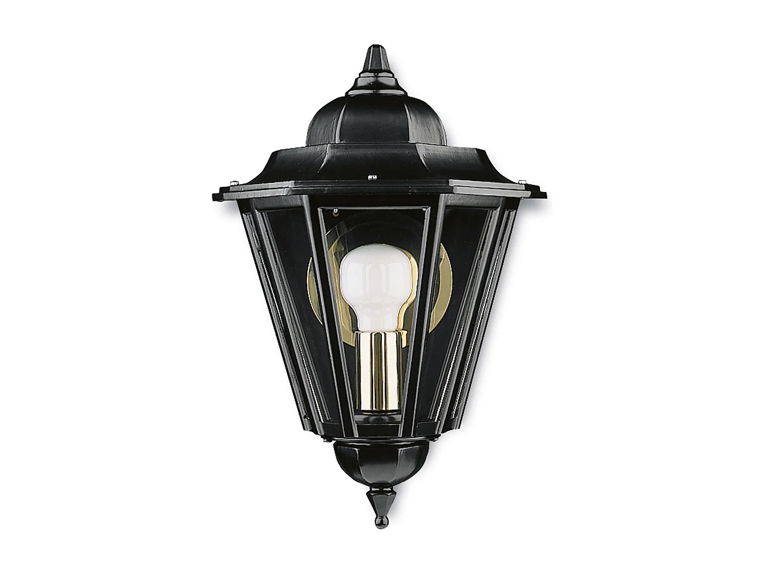 Lampa ?cienna ELITE 6 styl klasyczny - H 40,5 cm - E27 42W - Szk?o przezroczyste - IP44 - aluminium i czer?