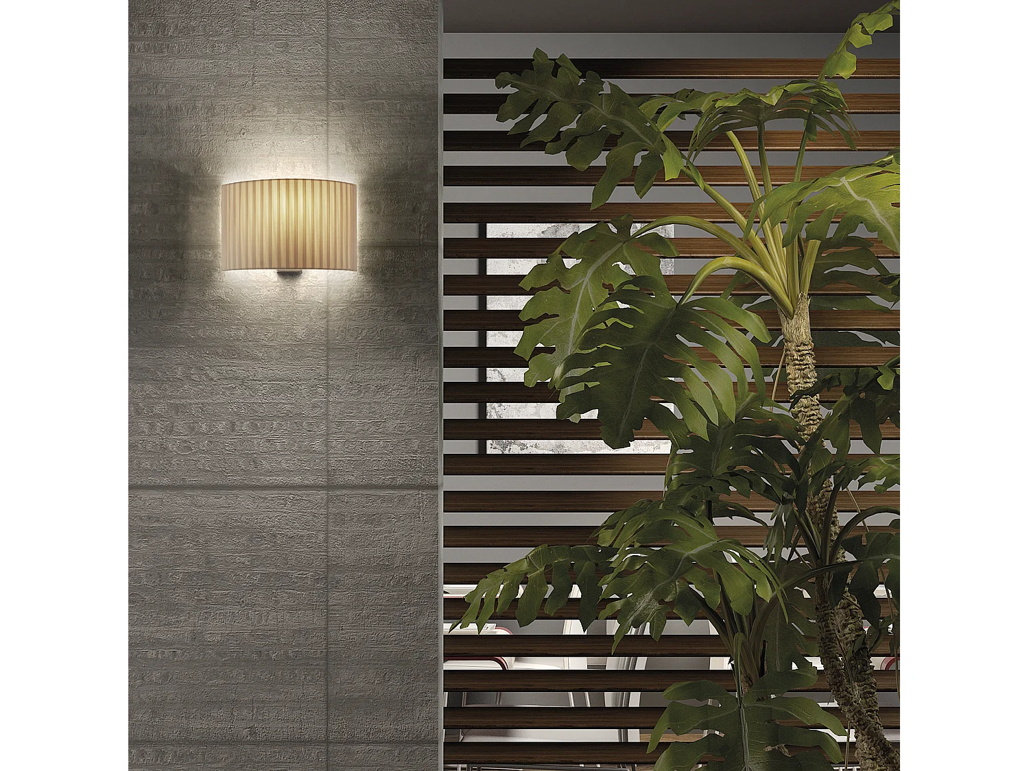 Aplique Amsterdam estilo clássico - Altura 21 cm - interior - aço e níquel acetinado - abat-jour de fita plissada bege - E27 Ø45 Máx. 40W-IP20