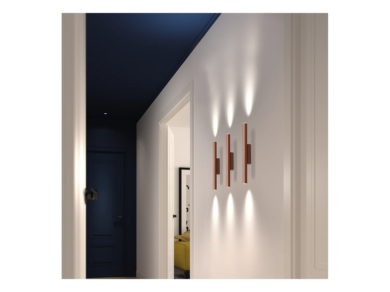Lampada da parete moderna Tania-h.40,8 cm-2x led 4w-400lm,3k-up&down-acciaio,bianco-ip40