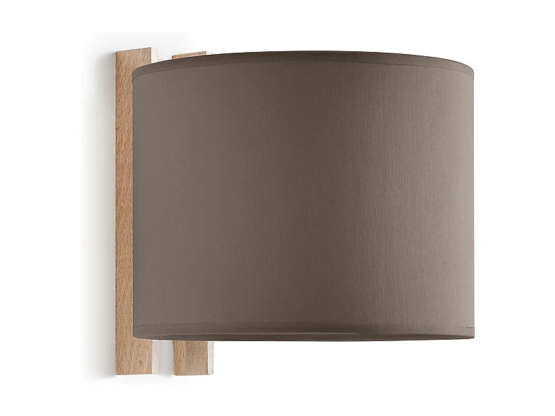 Applique murale Compact moderne-h20cm-e27 40w-ø45-ip20-bois, beige