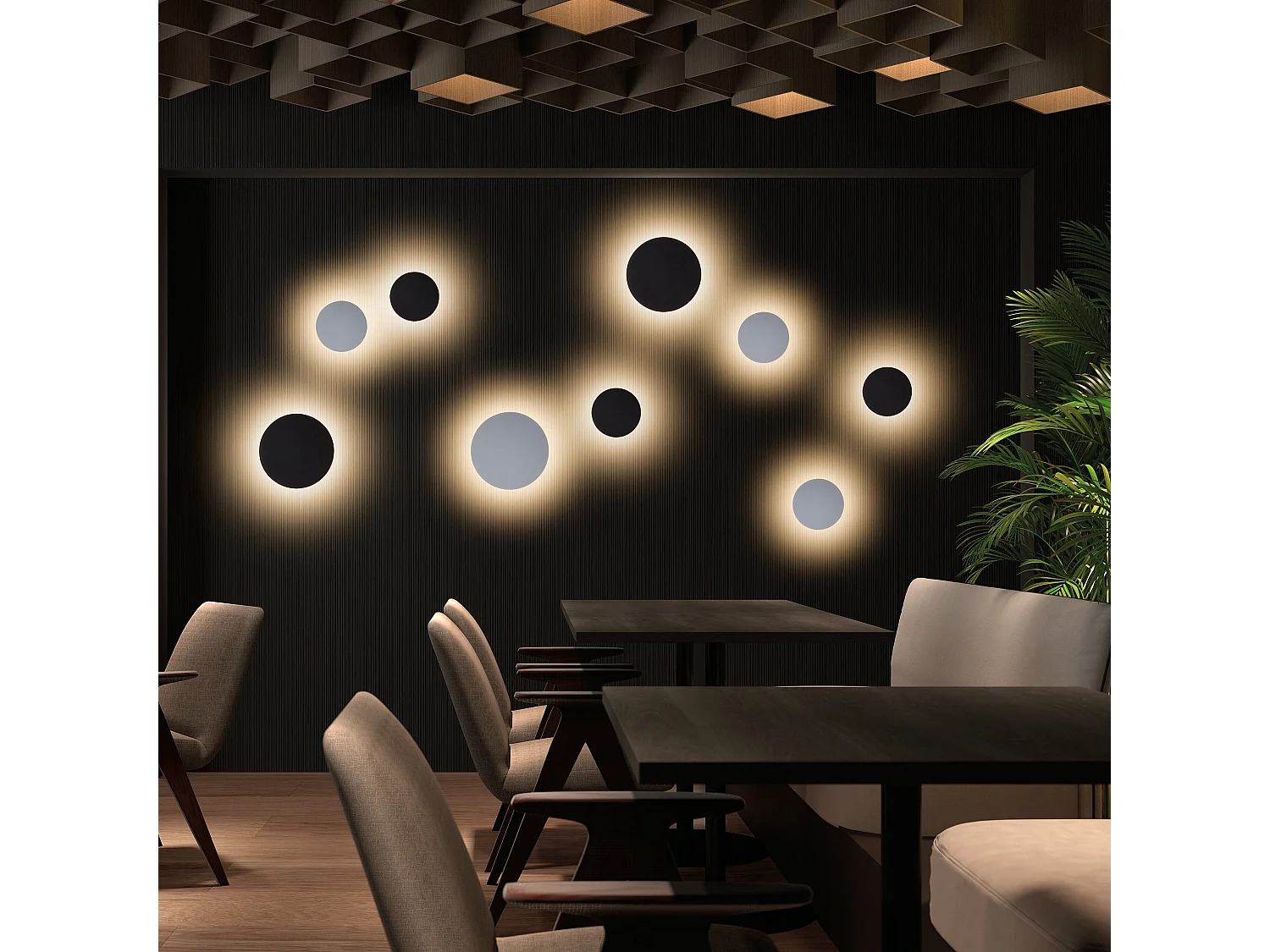 Aplique de pared CIRCULAR estilo moderno y versátil - D.ø20 cm - LED SMD 9W - 890lm y 3k - aluminio y negro