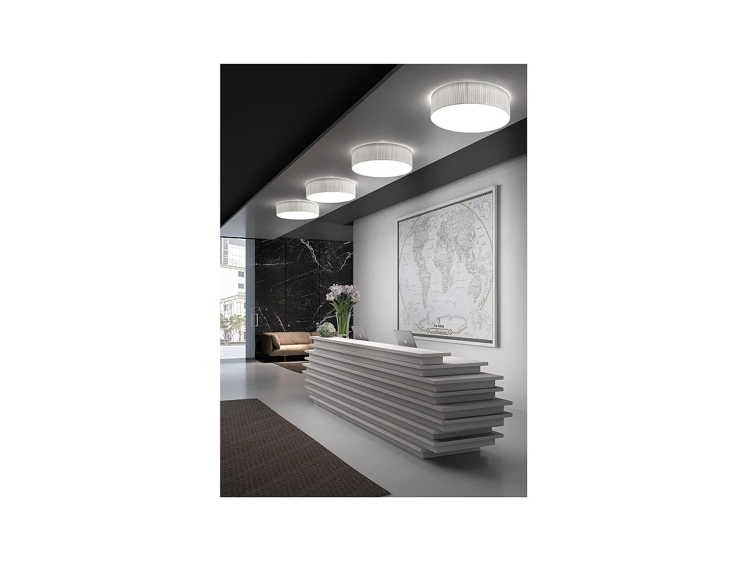 Plafonnier Vorada moderne-d.ø60cm-led cob ac 25w -3540 lm,3k- ip20 -acier,blanc