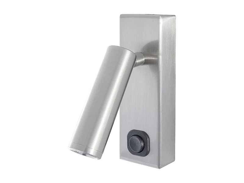 TOSACANA wandlamp met moderne en veelzijdige stijl - Hoogte 14 cm - 3W SMD LED - 200lm en 3k - 90º en 180º - aan&uit - IP20 - staal en satijnnikkel