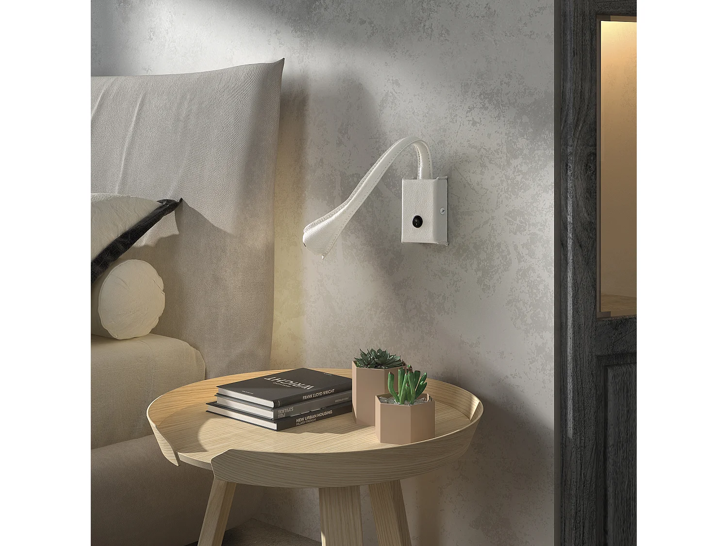 Applique murale modern Skin Reader-acier, peau blanche-2w LED-3 000K-180º degrés-on&off-ip20