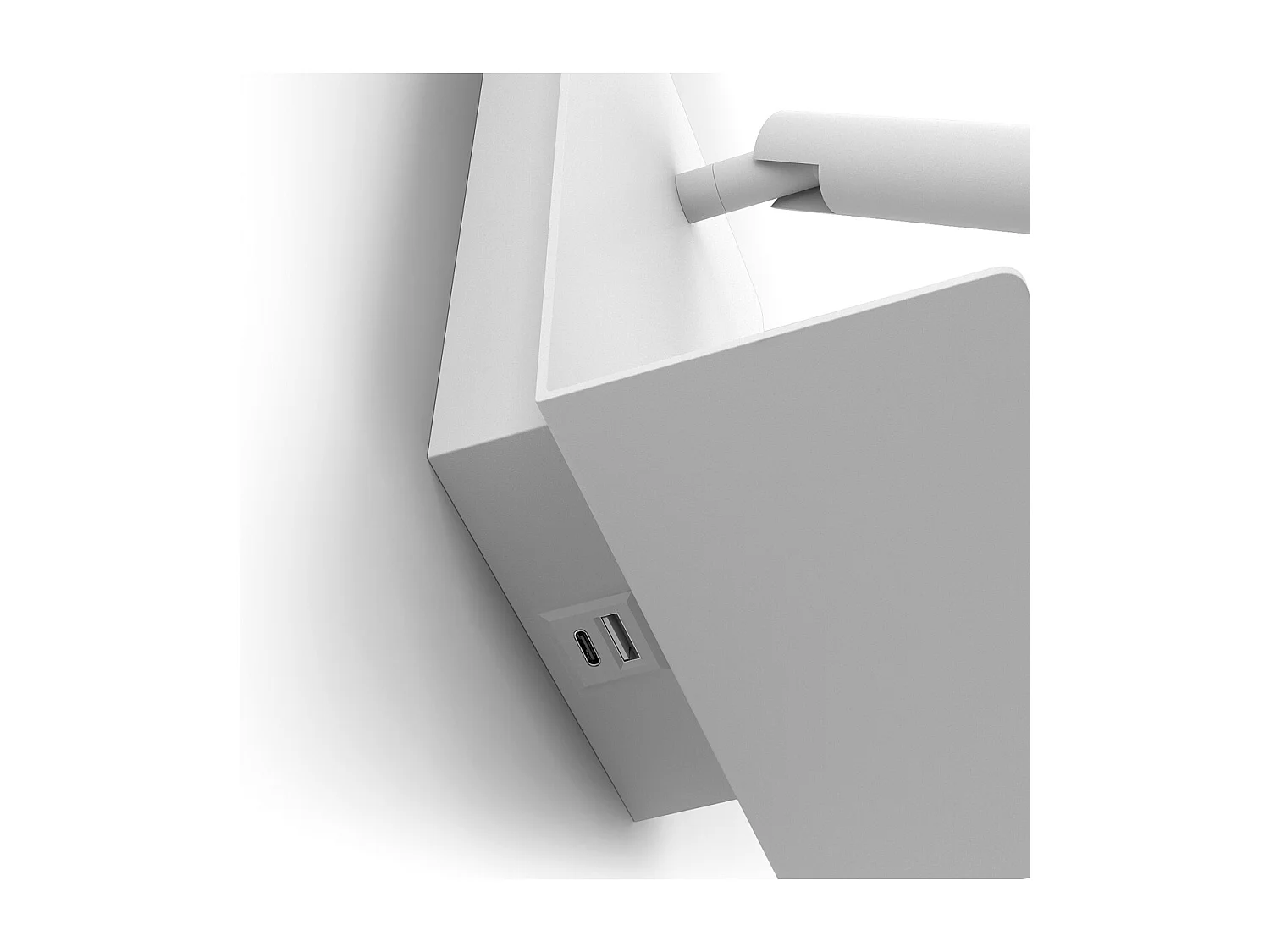 Lampada da parete moderna Baltic-led 3w-251lm,3k-usb-350º-on&off-ip20-acciaio,bianco