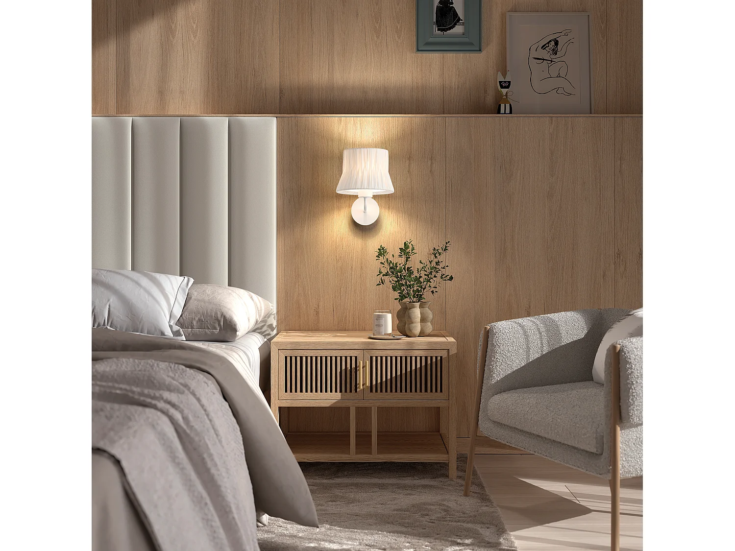 Lampada da parete classica Cora-h.23,5 cm-E27 40w-d.ø20 cm-acciaio,bianco-ip20