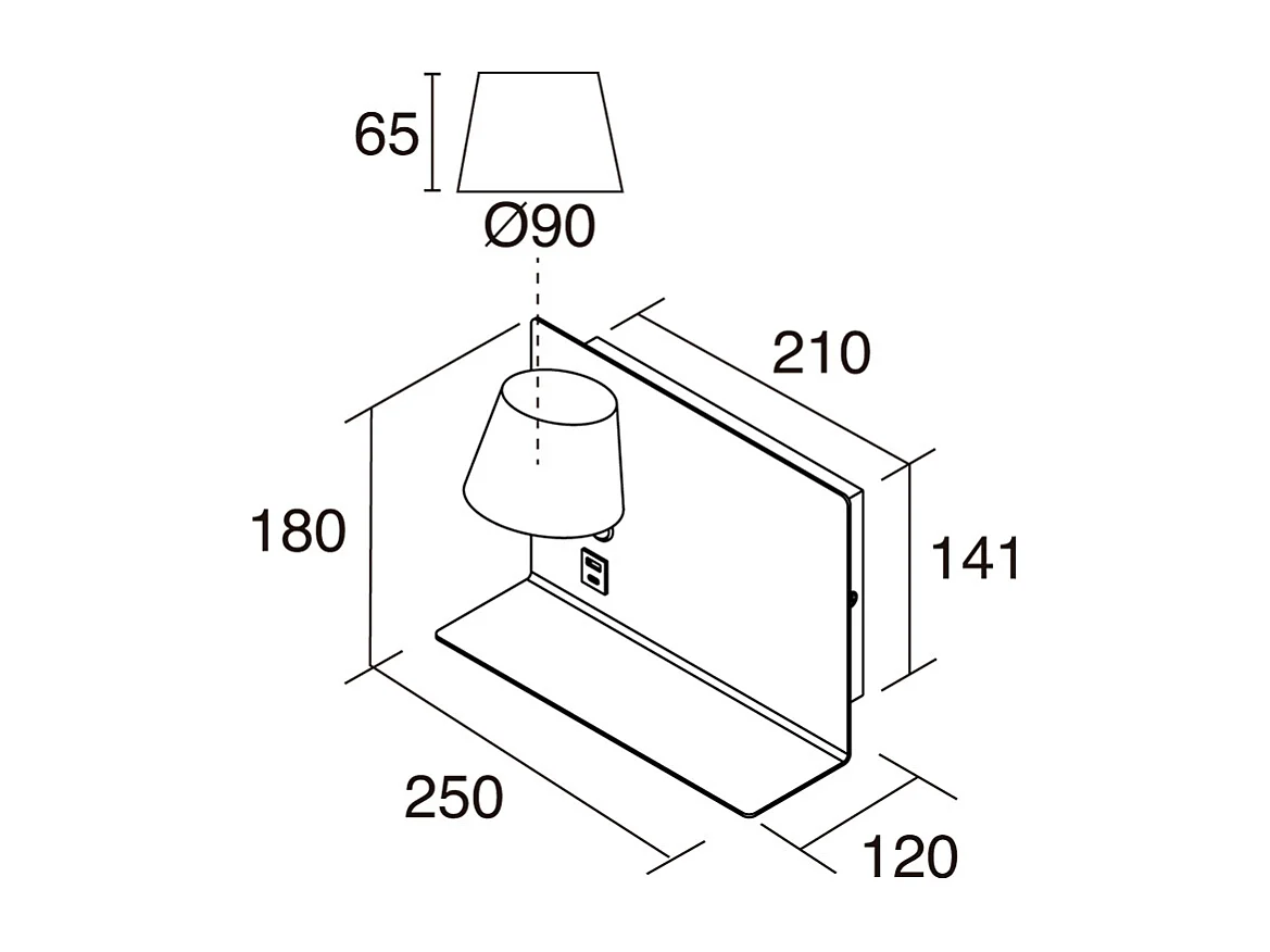 Nowoczesny kinkiet SERENE - LED SMD 6W - 732lm AND 3K - IP20 - 350° - w?./wy?. i USB - PRAWY - stal i czarny