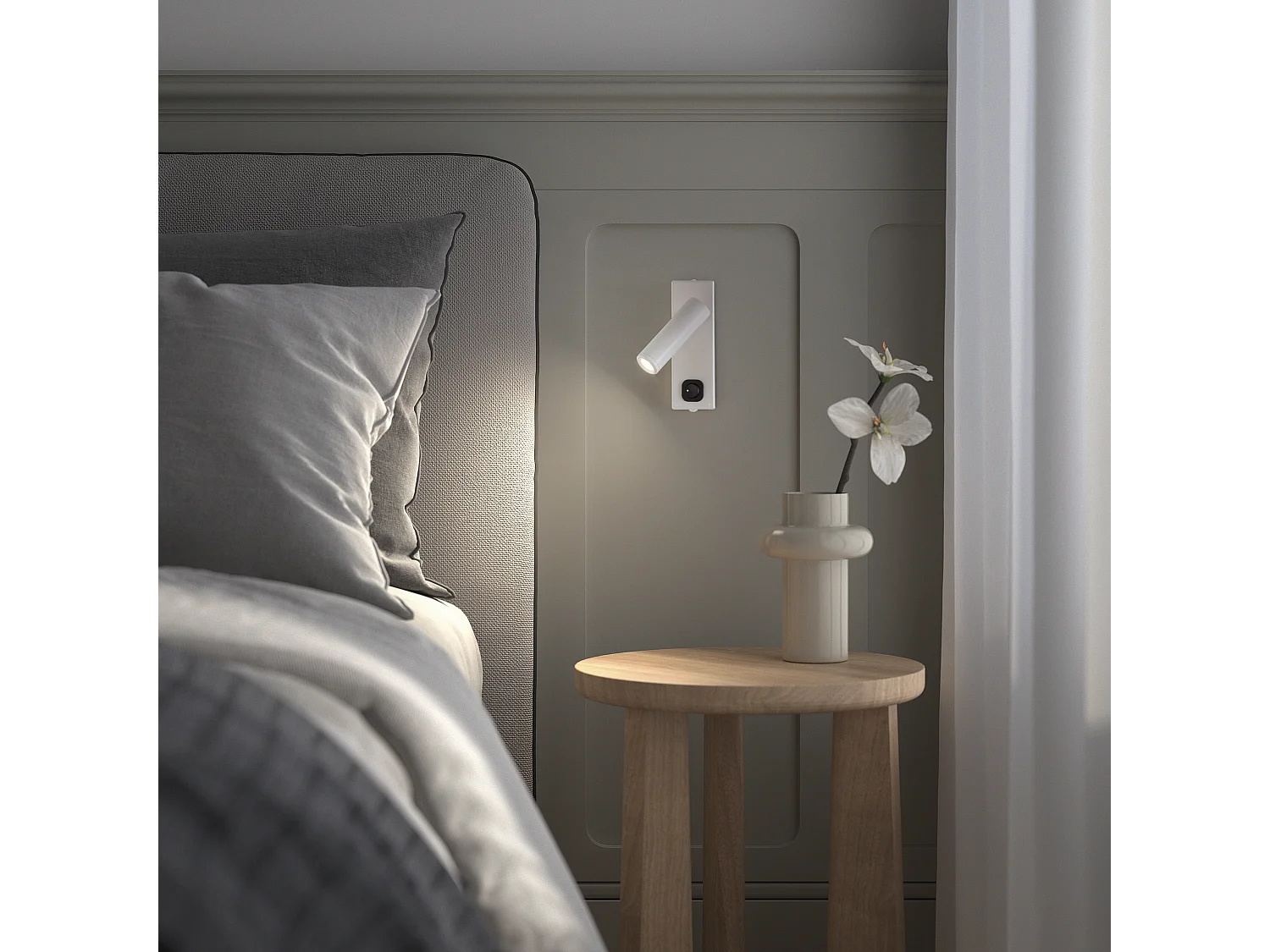 Applique moderne Toscana-h14cm-led 3w-200lm,3k-90º,180º-on&off-ip20-acier,bl