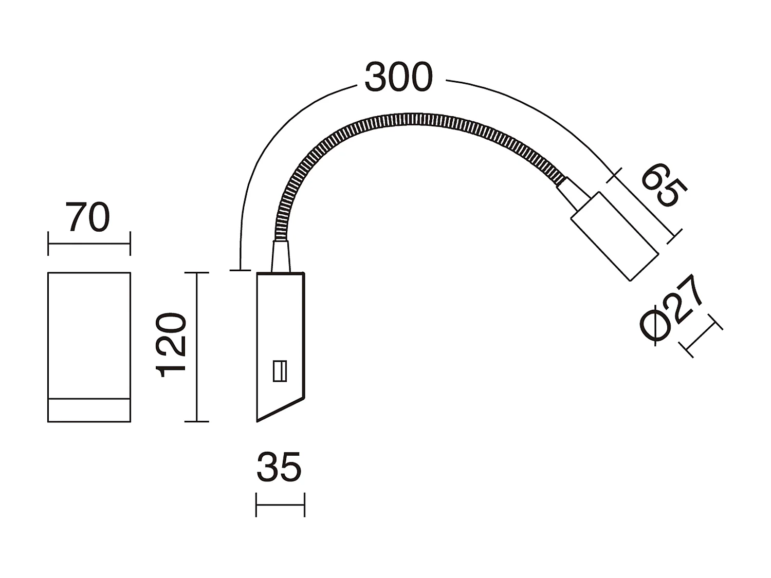 Lampe de lecture murale classique Leiden-led 3w-240lm,3k-35-360º-on&off-ip20-acier,or mat