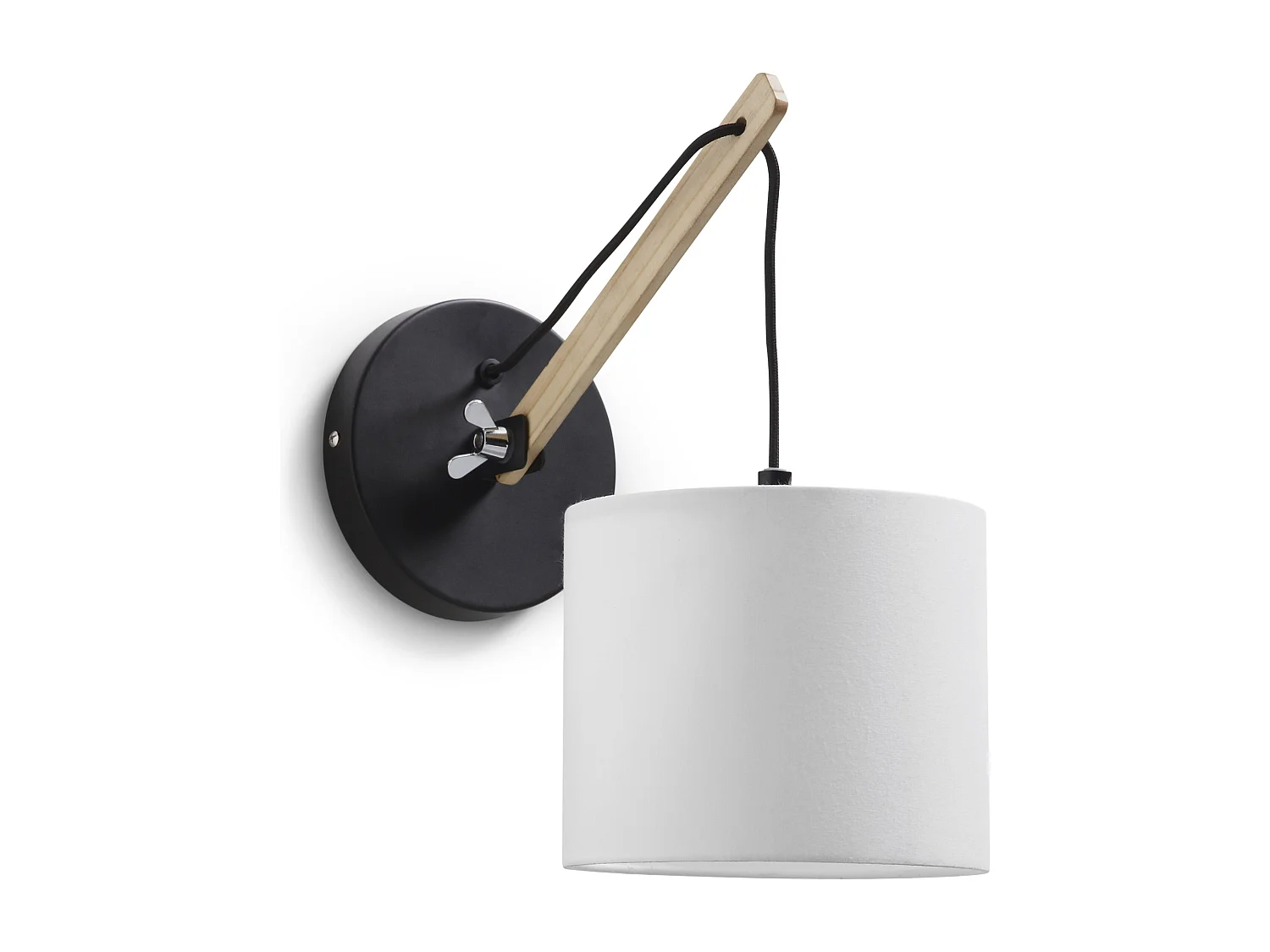 BRITTA Wandleuchte im modernen Stil - E27 60W - 90º Grad - Baumwolle - Stahl und Holz - IP20