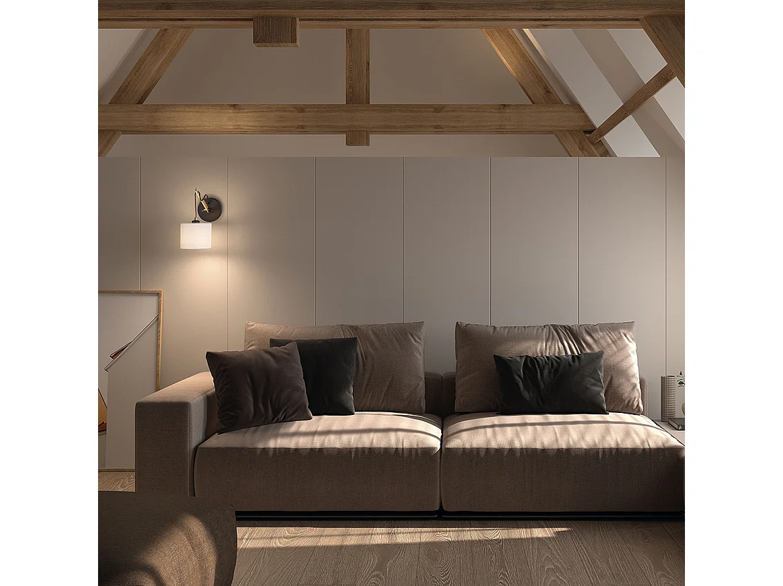 BRITTA Wandleuchte im modernen Stil - E27 60W - 90º Grad - Baumwolle - Stahl und Holz - IP20