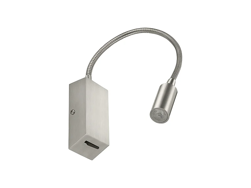 Lettore da parete a led Leiden 3w-240lm,3k-35-360º-on&off-ip20-acciaio,nichel satinato