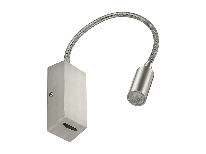 LEIDEN Wandleseleuchte, klassischer und moderner Stil – 3 W SMD-LED – 240 lm und 3 K – 35 Winkel – 360 ° Grad – Ein/Aus – IP20 – Stahl und satiniertes Nickel