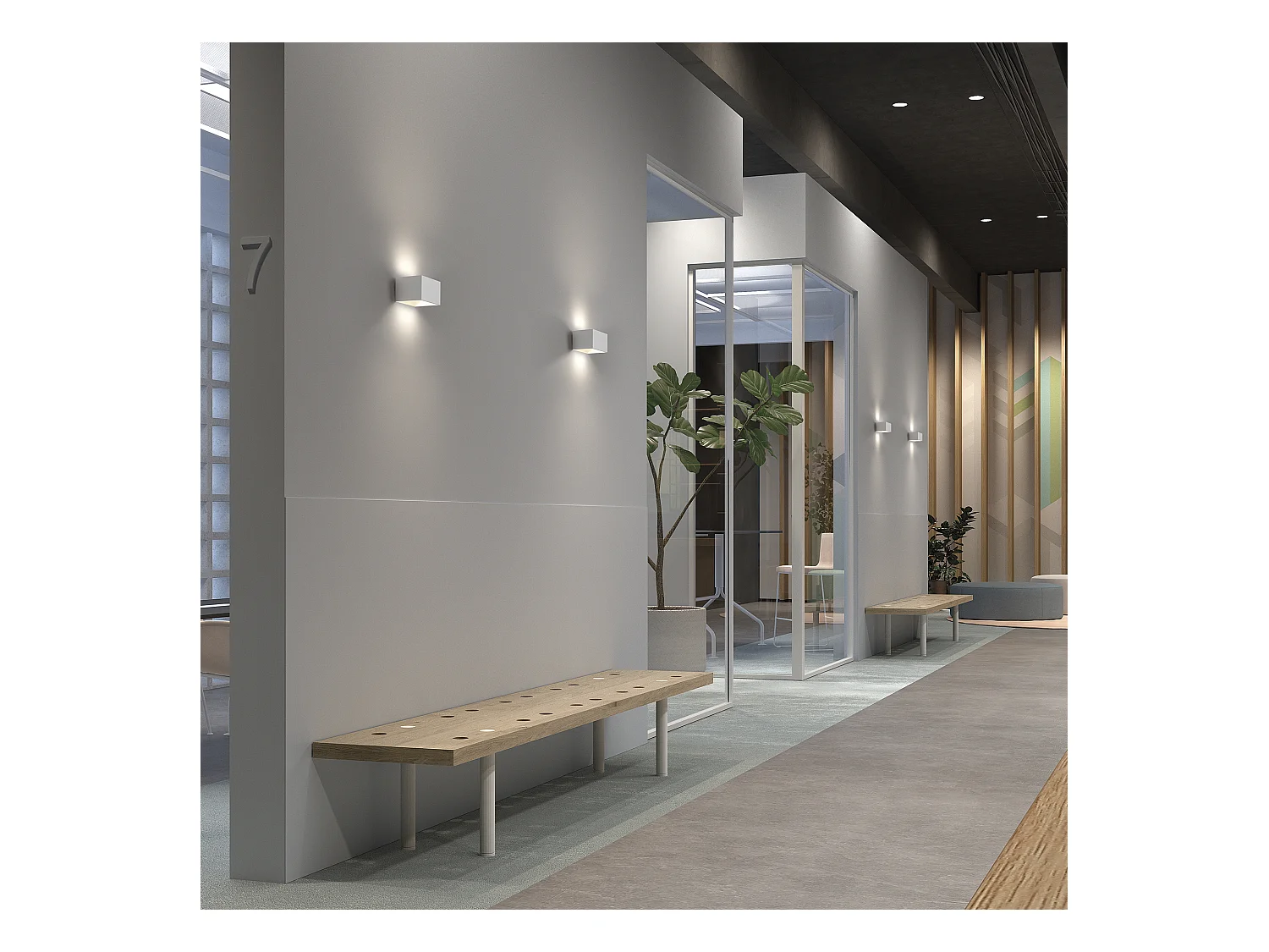 Applique murale Rett moderne-L. 25cm-led 8w-790lm-3k-up&down-aluminium-blanc-ip20