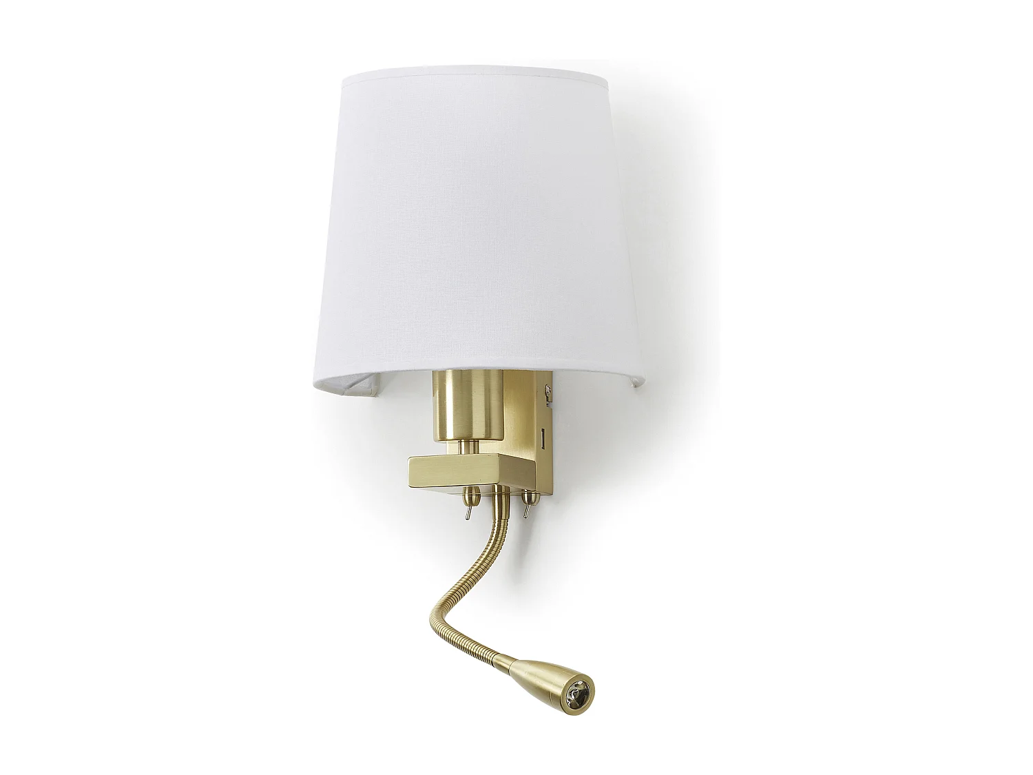 FIRENZE klassieke stijl wandlamp - Hoogte 43 cm - E27 60W + 3W SMD LED - 2x aan&uit - staal en katoen - mat goud en wit - IP20