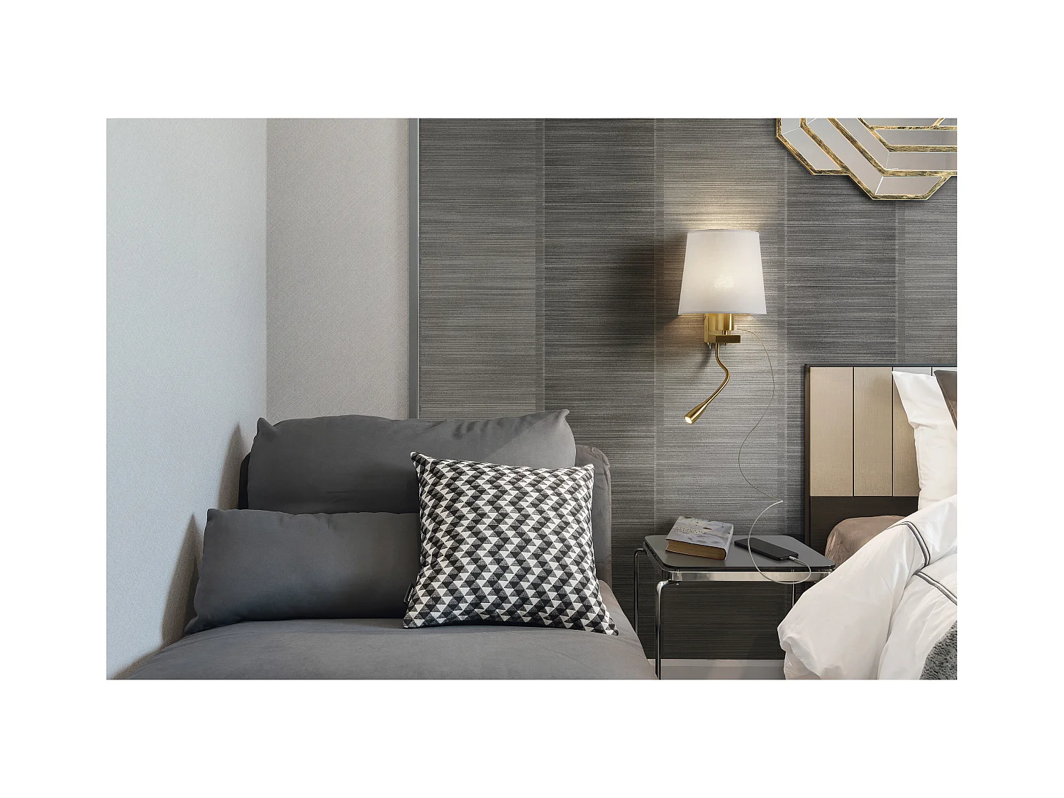 Applique murale classique Firenze-h43cm-e27 60w+led 3w-2x on&off-acier-or mat,bl-ip20