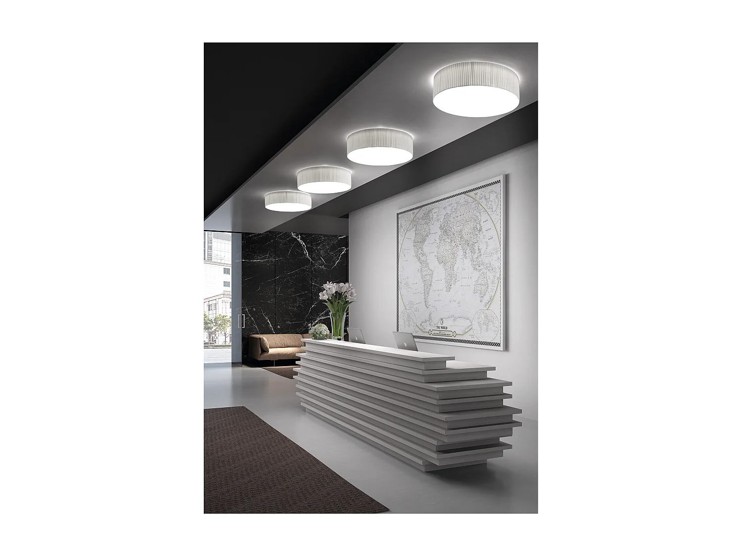 Plafonnier Vorada moderne-d.ø60cm-led cob ac 25w -3540 lm,3k- ip20 -acier,noir