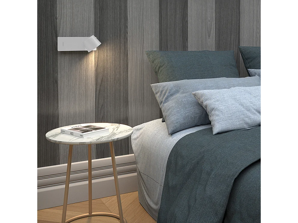 SERENE Wandleuchte im modernen Stil – LED SMD 6 W – 732 lm UND 3 K – IP20 – 350 ° – Ein/Aus und USB – Doppelposition – Stahl und Weiß