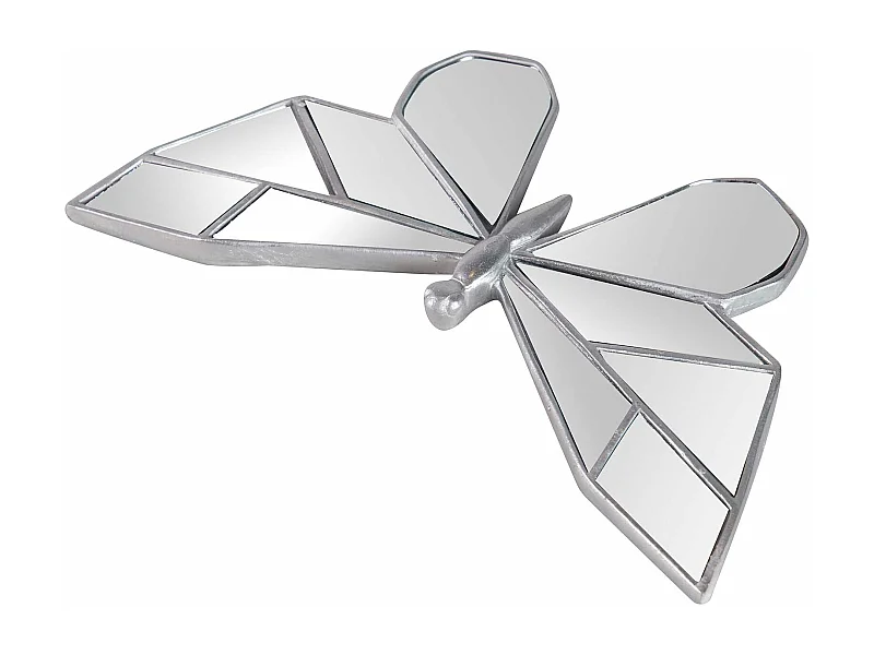 Figura Mariposa Resina Espejo Plata 27x16x2 Cm