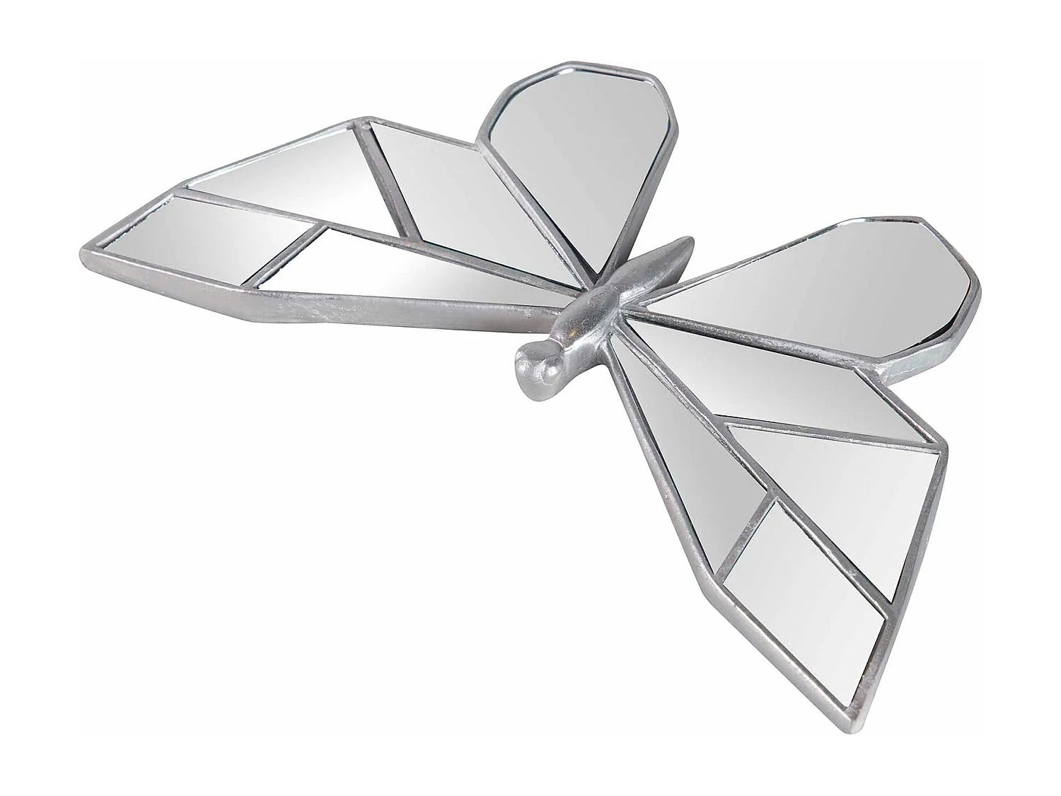 Figura Mariposa Resina Espejo Plata 27x16x2 Cm