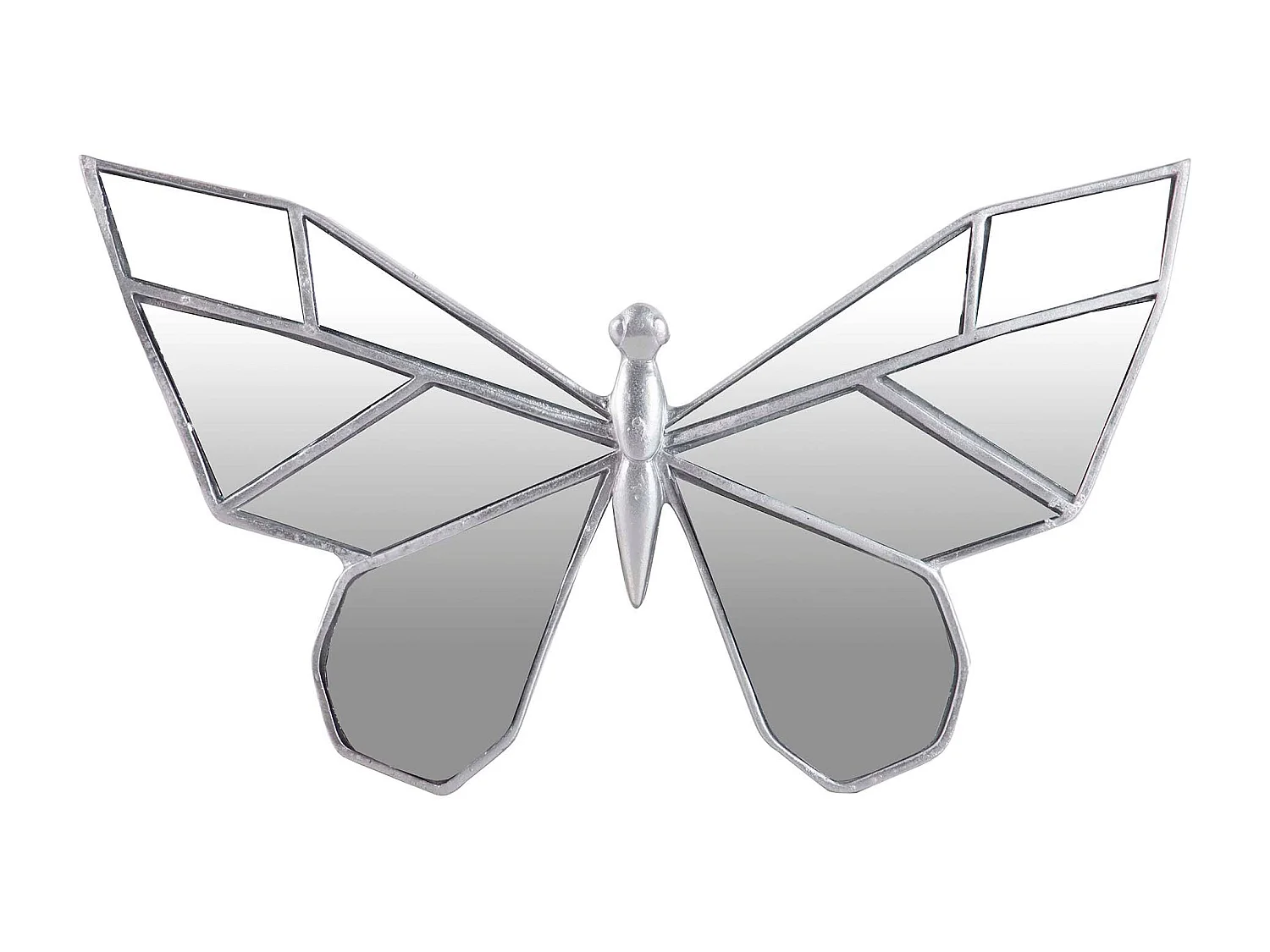 Figura Mariposa Resina Espejo Plata 27x16x2 Cm