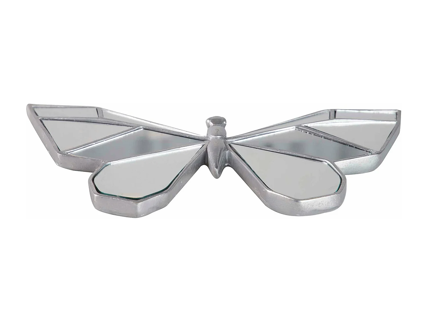 Figura Mariposa Resina Espejo Plata 27x16x2 Cm