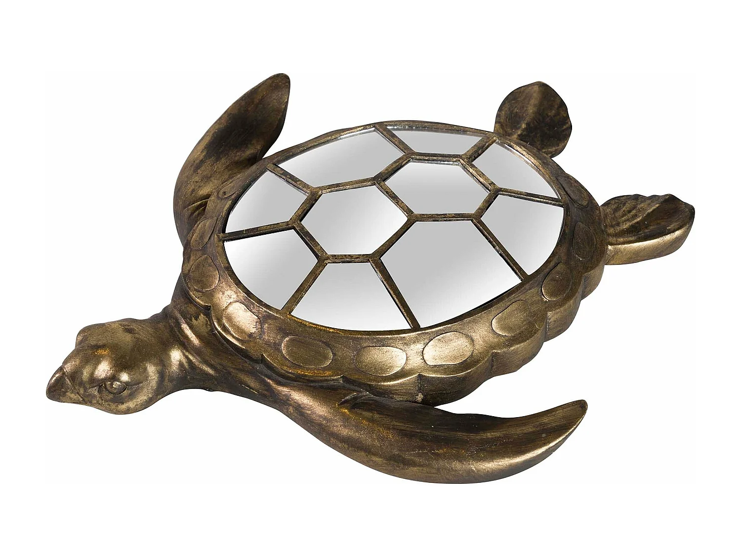 Figura Tortuga Pared Resina Espejo 39x34x6 Cm