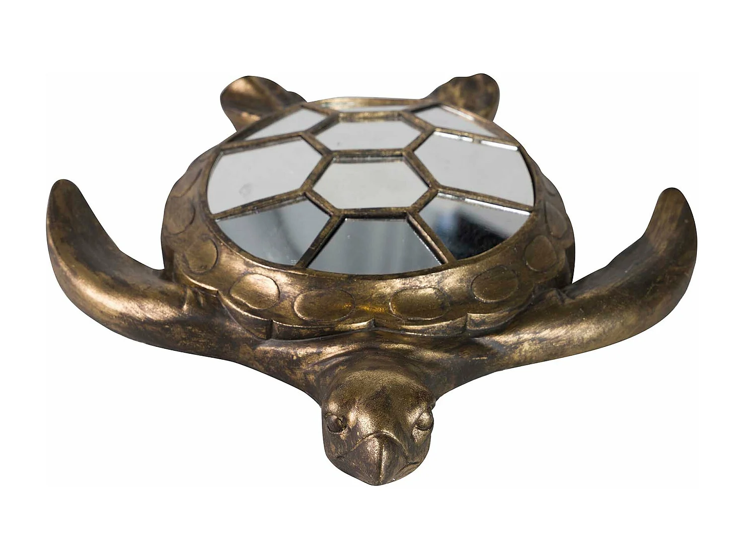 Figura Tortuga Pared Resina Espejo 39x34x6 Cm